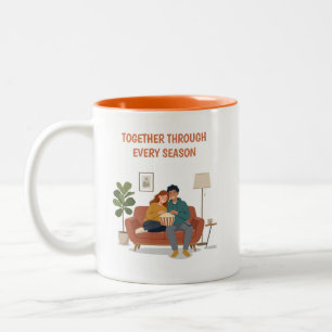 2 Couleurs Tasse pour couple romantique Ensemble à travers to