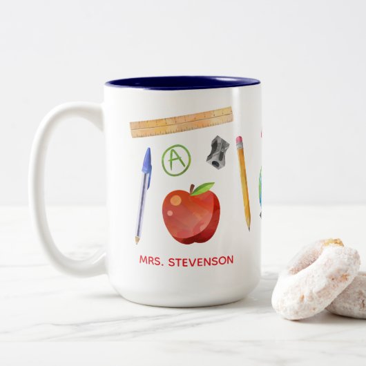 2 Couleurs Tasse pour Enseignant - Cadeau d'Appreciation pour (Avec donut)