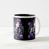 2 Couleurs Tasse pourpre de fée de crâne de "belladone" (Devant droit)