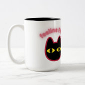 2 Couleurs Tasse Pun Chat Noir "feeline Fine" (Gauche)