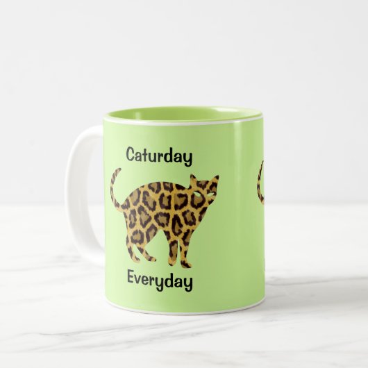 2 Couleurs Tasse quotidienne de Caturday (Devant gauche)