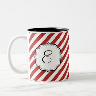 2 Couleurs Tasse rayée rouge et blanche de sucre de canne de