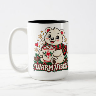 2 Couleurs Tasse Rétro Ours Polaire Vibrations Chaudes Deux T