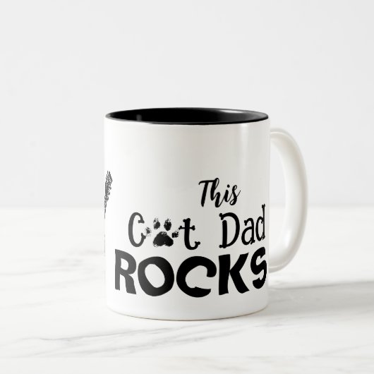 2 Couleurs Tasse Rockin' Cat Dad (Devant droit)
