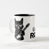2 Couleurs Tasse Rockin' Cat Dad (Devant gauche)