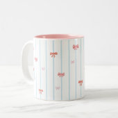 2 Couleurs Tasse rose à rayures ruban doux (Devant gauche)