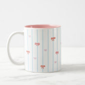2 Couleurs Tasse rose à rayures ruban doux (Gauche)