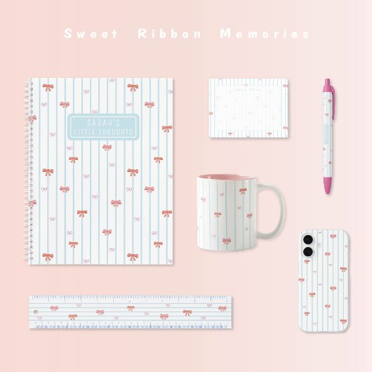2 Couleurs Tasse rose à rayures ruban doux