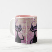 2 Couleurs tasse rose de cancer du sein de ruban de minou (Devant gauche)