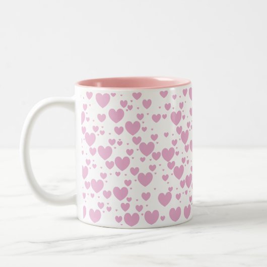 2 Couleurs Tasse rose de coeurs (Gauche)