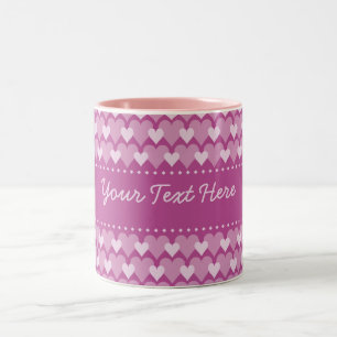 2 Couleurs Tasse rose de coeurs - personnaliser