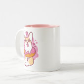 2 Couleurs Tasse rose de corgi de beignet (Devant gauche)