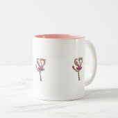 2 Couleurs Tasse rose de danse de Flamant rose (Devant droit)