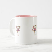 2 Couleurs Tasse rose de danse de Flamant rose (Devant gauche)