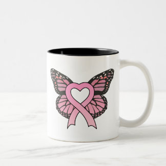 2 Couleurs Tasse rose de papillon de coeur de ruban
