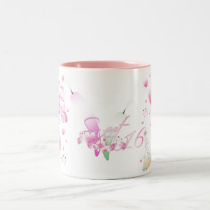 2 Couleurs Tasse rose de sweet sixteen