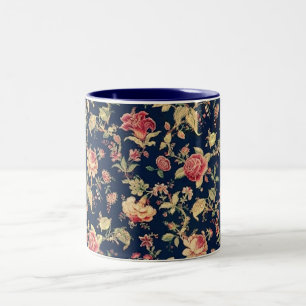 2 Couleurs Tasse rose florale vintage élégante
