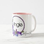 2 Couleurs Tasse rose florale violette (Devant droit)