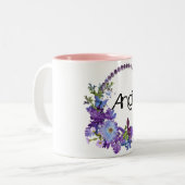 2 Couleurs Tasse rose florale violette (Devant gauche)