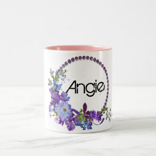 2 Couleurs Tasse rose florale violette