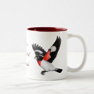 2 Couleurs Tasse rose personnalisable d'oiseau de gros-bec de