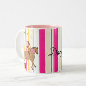 2 Couleurs Tasse Rose Rayure Poney Fée (Devant gauche)