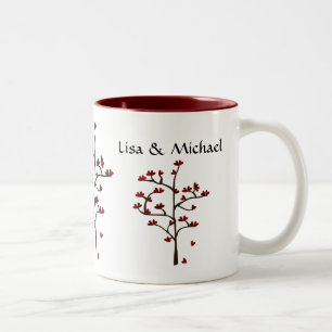 2 Couleurs Tasse rouge d'amour d'arbre de coeur
