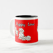 2 Couleurs Tasse rouge d'amour de chiot (Devant gauche)