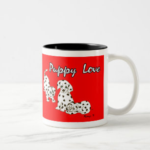 2 Couleurs Tasse rouge d'amour de chiot