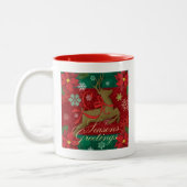 2 Couleurs Tasse rouge de fête de vacances de renne, Joyeuses (Gauche)