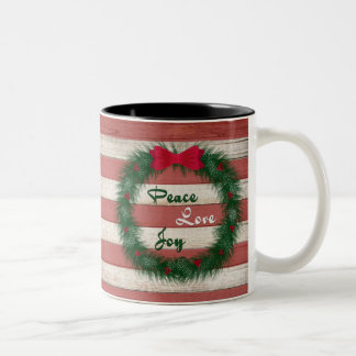 2 Couleurs Tasse rouge de guirlande de rayure de paix,
