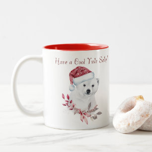 2 Couleurs tasse rouge et blanche avec ours polaire cool yule
