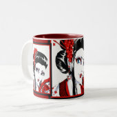 2 Couleurs Tasse rouge et noire (Devant gauche)