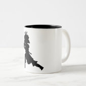 2 Couleurs Tasse samouraï de silhouette de guerrier (Devant droit)
