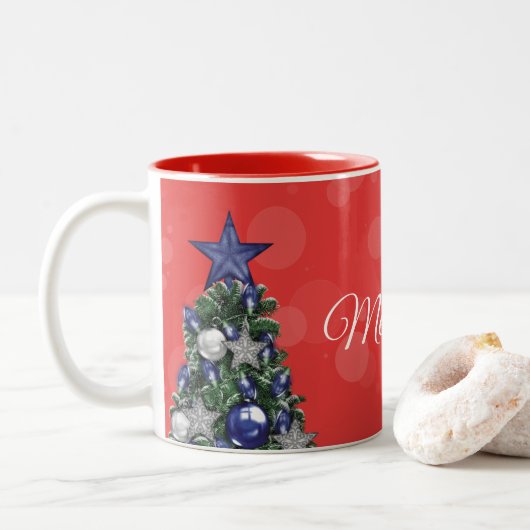 2 Couleurs Tasse - Sapin de Noël (Avec donut)