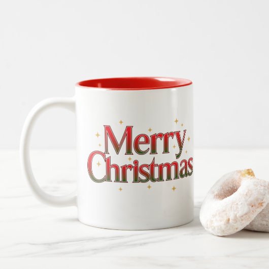 2 Couleurs Tasse Sapin de Noël Minimaliste – Café de Fêtes (Avec donut)