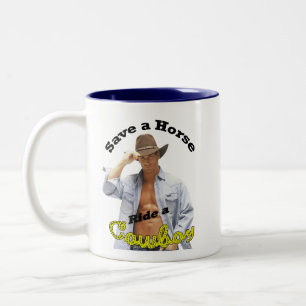 2 Couleurs Tasse : Sauvez un tour de cheval un cowboy