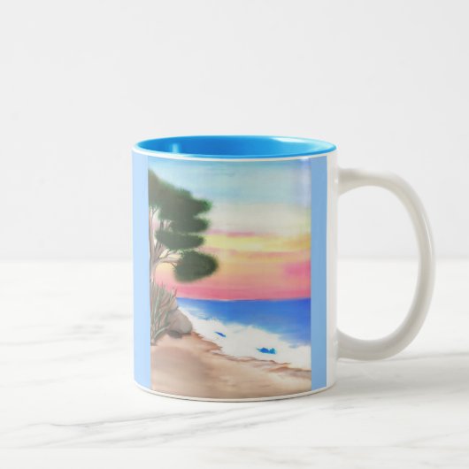 2 Couleurs Tasse Scène de Plage (Droit)
