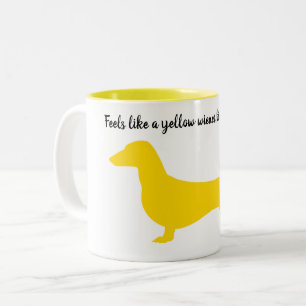 2 Couleurs Tasse Silhouette Jaune de Teckel