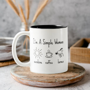 2 Couleurs Tasse Simple Femme Amoureuse des Chevaux