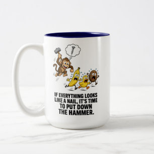 2 Couleurs Tasse Singe Avec un Marteau