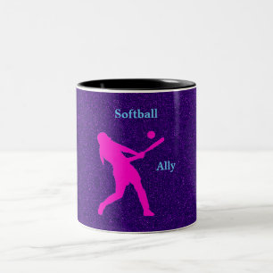 2 Couleurs Tasse Softball Filles Purple Sparkle