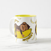2 Couleurs Tasse somnolente de singe (Devant gauche)