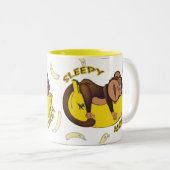 2 Couleurs Tasse somnolente de singe (Devant droit)