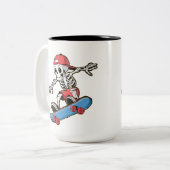 2 Couleurs Tasse squelette de skateboard (Devant gauche)