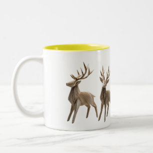 2 Couleurs Tasse Trio de Renne en Origami