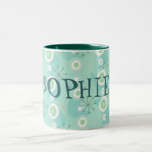 2 Couleurs Tasse trop mignonne bleue/rétro motif de vert