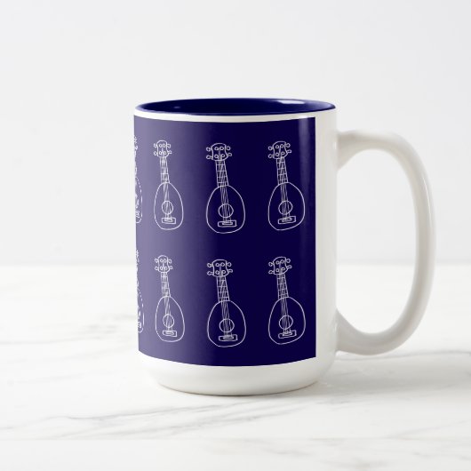 2 Couleurs Tasse Ukulélé Bleu Foncé (Droit)