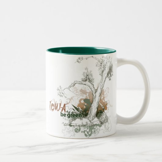 2 Couleurs Tasse verte d'arbre de l'Iowa (Droit)