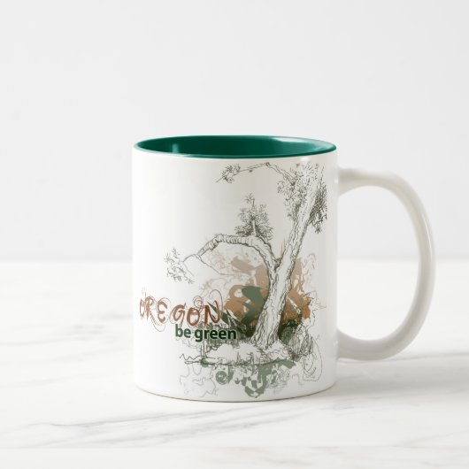 2 Couleurs Tasse verte d'arbre de l'Orégon (Droit)